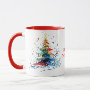 Vatten Färg Julgran firar jul Röd jul Mugg