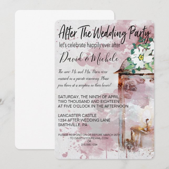 Vatten Färg Lantern efter Bröllopsfesten Inbjudningar (Fram/baksida)