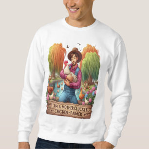 Vatten Färg Mor Clucker Chicken Farmer Lång Ärmad Tröja