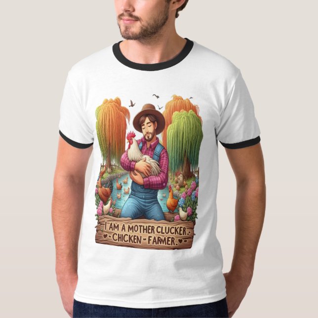 Vatten Färg Mor Clucker Chicken Farmer T Shirt (Framsida)