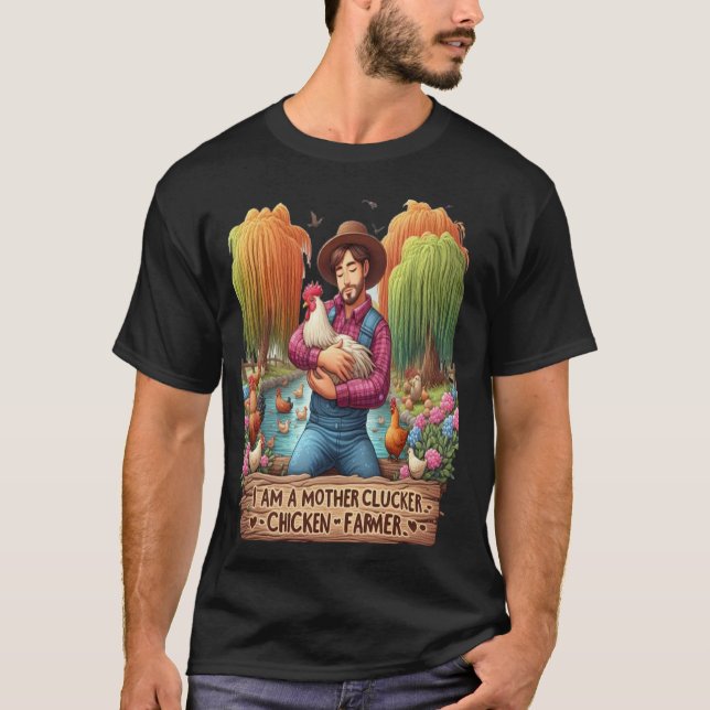 Vatten Färg Mor Clucker Chicken Farmer T Shirt (Framsida)