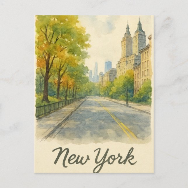 vatten färg new york  vykort (Framsida)