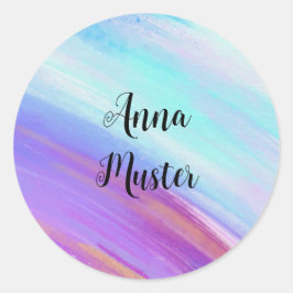 Vatten färg - rosa blått | runda runt klistermärke