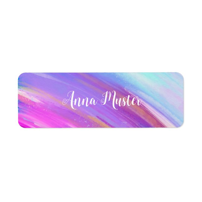 Vatten färg - rosa blått | vattentät returadress etikett (Framsidan)