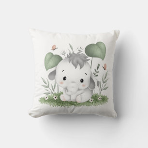 Vatten Färg Safari Elephant in Baby design Kudde