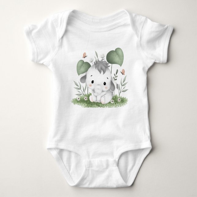 Vatten Färg Safari Elephant in Baby design T Shirt (Framsida)