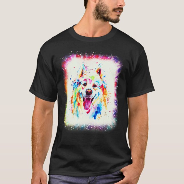 Vatten Färg Samoyed Hund Boy Tie Dye Bleach Ed T Shirt (Framsida)