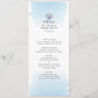 Vatten färg tema Beach Wedding Menu Card