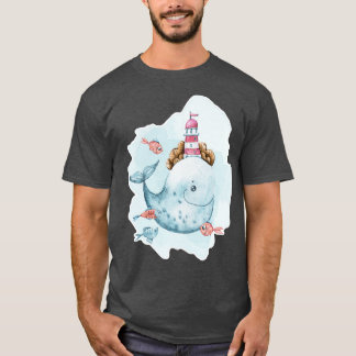 Vatten Färg Whale 4 T Shirt