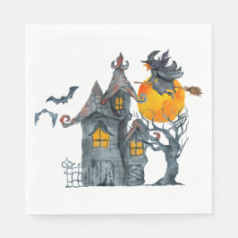 Vatten färg Witch och Pooky house Halloween Pappersservett