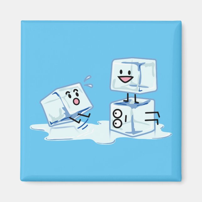 vatten för kub för iskubisig som halkar magnet (Framsidan)