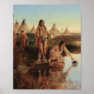 Vatten för läger av Charles Marion Russell Poster