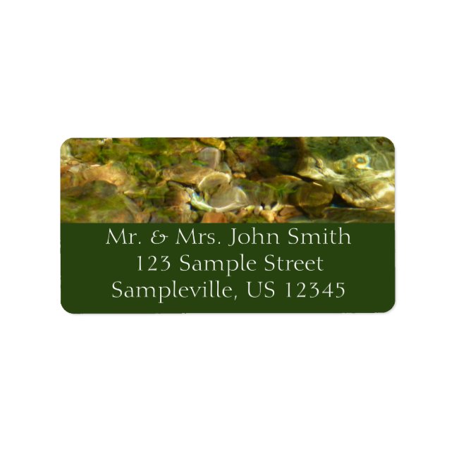 Vatten från Hett Vår Grönt-Guld natur Adressetikett (Framsidan)