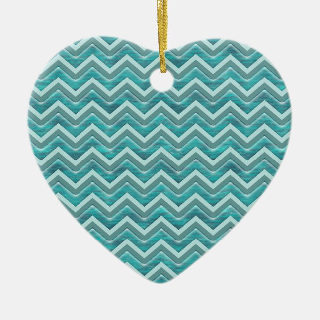 Vatten Glitter Chevron Mönster Julgransprydnad Keramik (Framsidan)