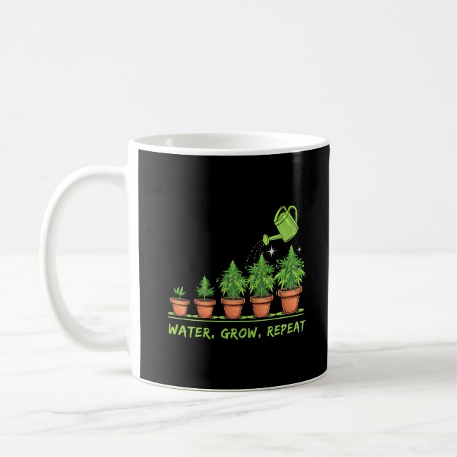 Vatten Grow Repeat | Lustigt  Kaffemugg (Vänster)
