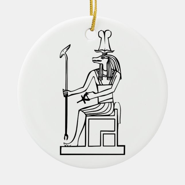 Vatten gud, egyptisk hieroglyf julgransprydnad keramik (Framsidan)
