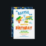 Vatten Gun Battle Bassäng Party Kids Sommardag i Inbjudningar<br><div class="desc">Vatten-vapen vatten-ballonger sommaren bassäng party ungas födelsedag i mönster.</div>
