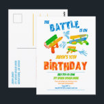 Vatten Gun Battle Bassäng Party Kids Sommardag i Vykort<br><div class="desc">Vatten-vapen vatten-ballonger sommartid bassäng party ungars födelsedagskalender för mönster.</div>