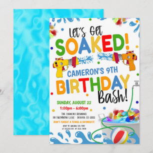 Vatten Gun Birthday Inbjudan