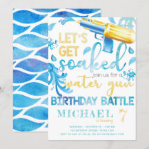 Vatten Gun Summer Boy Födelsedagsfest inbjudan