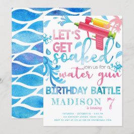 Vatten Gun Summer Girl Födelsedagsfest inbjudan