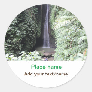 vatten-havsstrandfoto, lägg till namn-text ställe runt klistermärke
