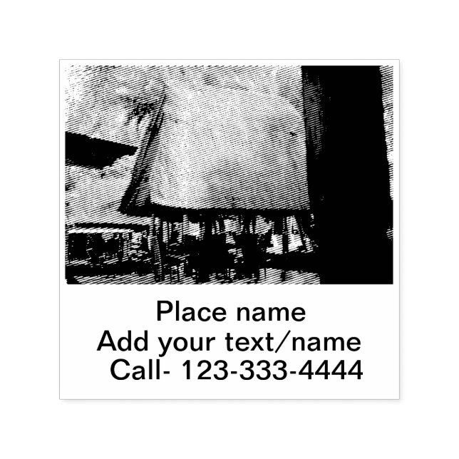 vatten-havsstrandfoto, lägg till namn-text ställe  självfärgande stämpel (Design)