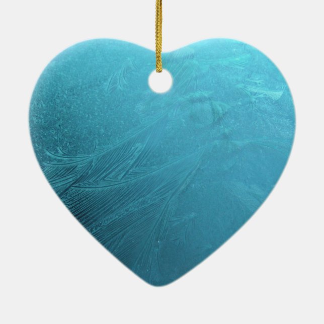 Vatten Ice Blue Frost Chic Winter Metallic, fryst Julgransprydnad Keramik (Baksidan)