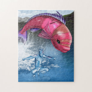 Vatten Inslag och Rosa fisk Pussel