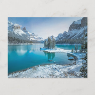 Vatten Jasper National Park, Kanada på vintern Vykort