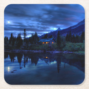 Vatten Jenny Sjö Grand Teton nationalpark Underlägg Papper Kvadrat