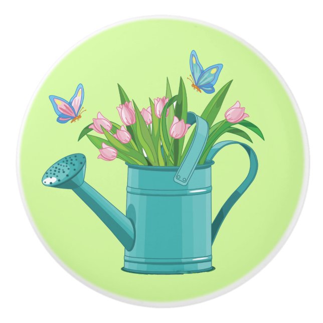 Vatten Kan av blommor, keramiskt dragspel eller kn Knopp (Framsidan)