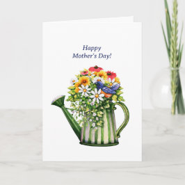 Vatten kan och blommor Mors dag Kort