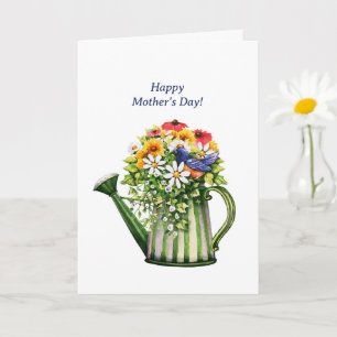 Vatten kan och Blommor Mors dag Kort