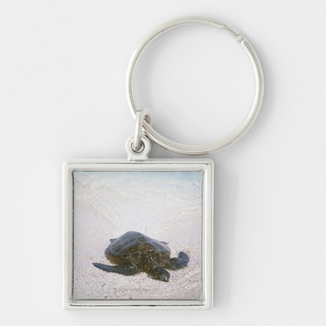 Vatten kant fyrkantig silverfärgad nyckelring (Framsidan)