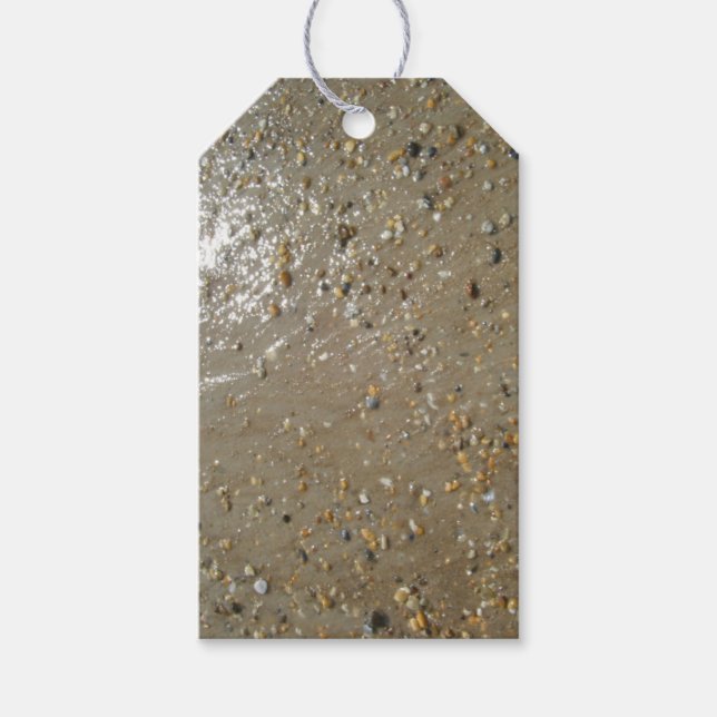 Vatten Kant Stones Snäckors Beach Ocean Sand Summe Presentetikett (Framsidan)