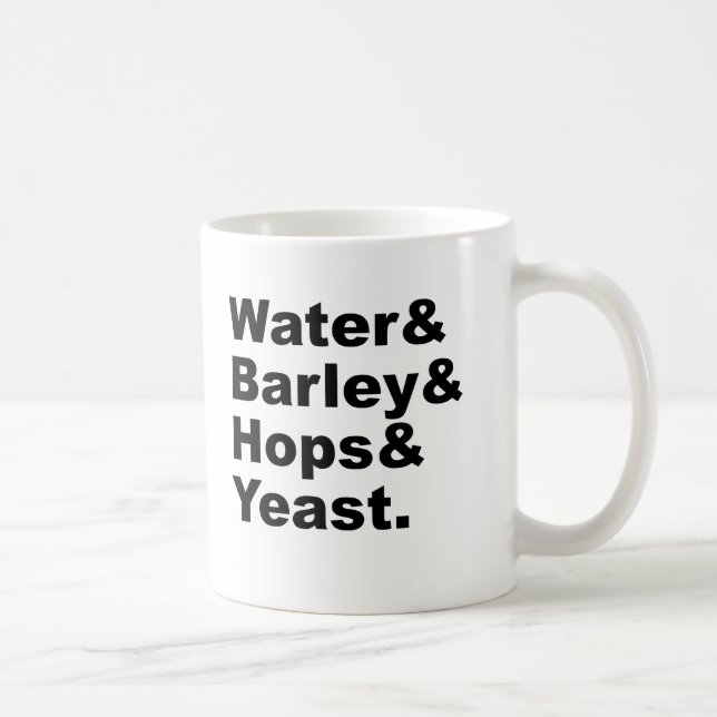 Vatten & Korn & Humle & Jäst | Ölingredienser Kaffemugg (Höger)