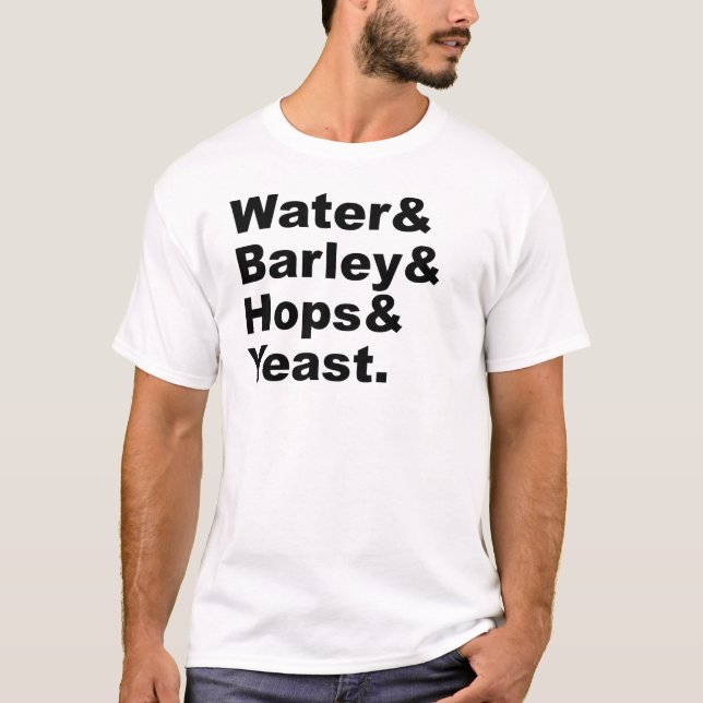 Vatten & Korn & Humle & Jäst | Ölingredienser T Shirt (Framsida)