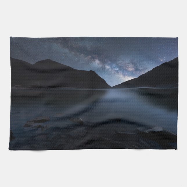 Vatten | Lakeshore i natt Kökshandduk (Horisontell)