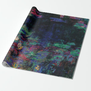 VATTEN LIES GRÖNT POND Claude Monet Mörk Blommigt Presentpapper