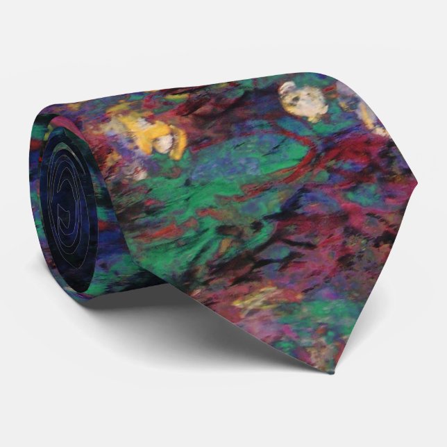 VATTEN LIES GRÖNT POND Claude Monet Mörk Blommigt Slips (Rullad)