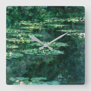 VATTEN LIES IN GRÖNT POND by Claude Monet Fyrkantig Klocka