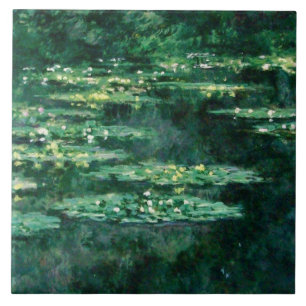 VATTEN LIES IN GRÖNT POND by Claude Monet Kakelplatta