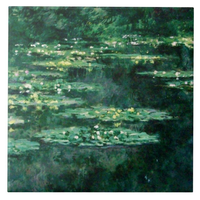 VATTEN LIES IN GRÖNT POND by Claude Monet Kakelplatta (Framsidan)