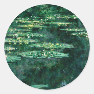 VATTEN LIES IN GRÖNT POND by Claude Monet Runt Klistermärke