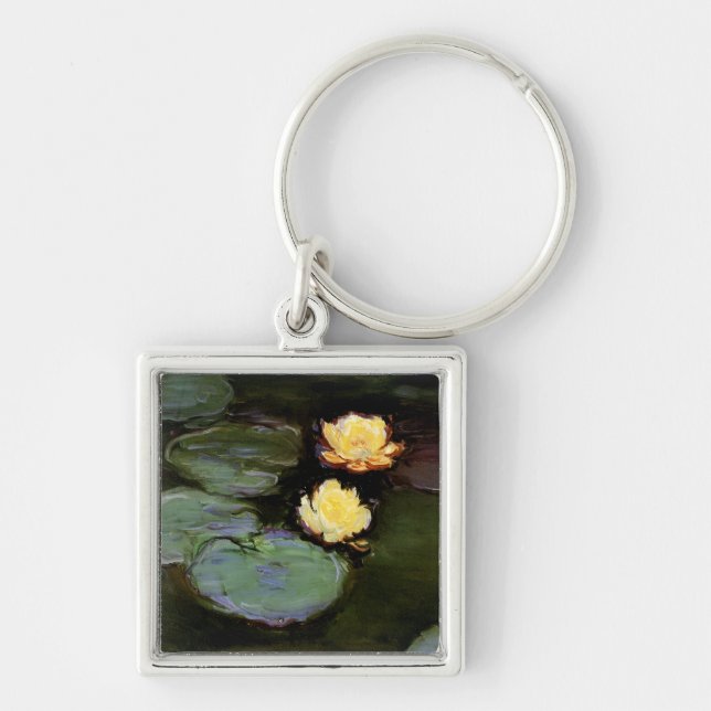 Vatten-Lilies: 1897-98 av Monet Fyrkantig Silverfärgad Nyckelring (Framsidan)