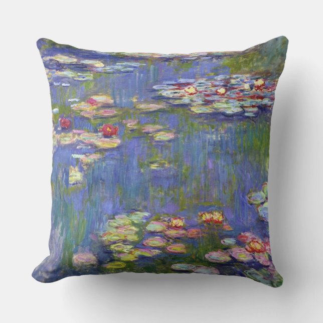 Vatten Lilies 1916 Claude Monet Fine Art Utomhuskudde (Framsida)