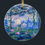Vatten Lilies, 1919, av Claude Monet, Julgransprydnad Keramik<br><div class="desc">Vatten Lilies,  1919 berömd målning av Claude Monet,  med färg samordnad solid färger pinkish-lila och Monet blue,  redo att blanda och matcha.</div>