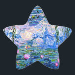 Vatten Lilies, 1919, av Claude Monet, Star Sticker Stjärnformat Klistermärke<br><div class="desc">Vatten Lilies,  1919 berömd målning av Claude Monet,  med färg samordnad solid färger pinkish-lila och Monet blue,  redo att blanda och matcha.</div>
