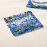 Vatten Lilies, 1919, av Monet Underlägg Papper Kvadrat<br><div class="desc">Vatten Lilies,  1919 berömd målning av Claude Monet,  med färg samordnad solid färger pinkish-lila och Monet blue,  redo att blanda och matcha.</div>